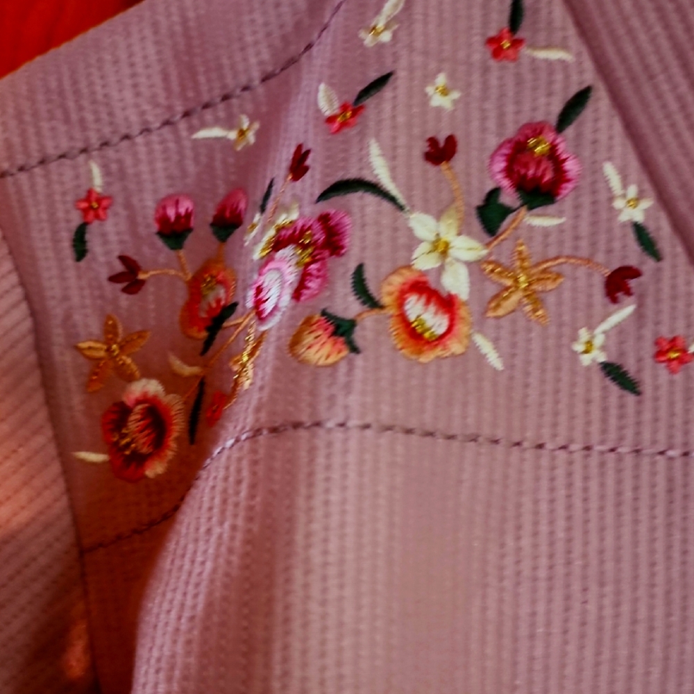 Embroidered Floral Pink Jacket..vintage..hand Stiched